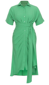 BATWING SLEEVE SHIRT MIDI DRESS IN GREEN DRESS STYLE OF CB