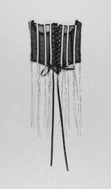 BLACK CRYSTAL TASSELS CORSET Shirts & Tops styleofcb
