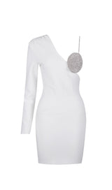BLACK ONE SHOULDER CRYSTAL MINI DRESS Dresses styleofcb S WHITE