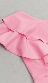 BODYCON RUFFLE MIDI DRESS IN APRICOT styleofcb