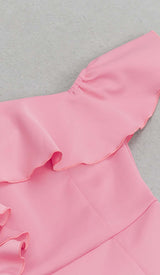 BODYCON RUFFLE MIDI DRESS IN APRICOT styleofcb