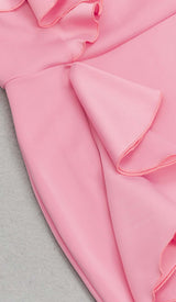BODYCON RUFFLE MIDI DRESS IN PINK styleofcb