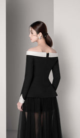 BOTTONS MESH TWO-PIECE DRESS IN BLACK DRESS STYLE OF CB