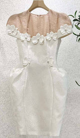 BOW-EMBELLISHED POCKET MIDI DRESS IN WHITE DRESS STYLE OF CB
