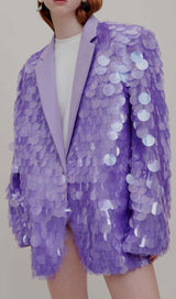 BREASTED SEQUINED JACKET IN DUSTY LILAC DRESS STYLE OF CB