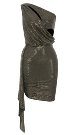 BROWN ONE SHOULDER ASYMMETRIC MIDI DRESS IN BROWN DRESS sis label