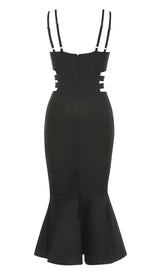 BUCKLE BANDAGE MIDI DRESS IN BLACK DRESS STYLE OF CB