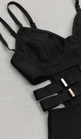 BUCKLE BANDAGE MIDI DRESS IN BLACK DRESS STYLE OF CB