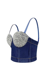 BUSTIER DENIM TOP IN BLUE DRESS STYLE OF CB