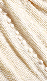 BUTTON-FRONT PUFFED SLEEVES MAXI DRESS IN WHITE DRESS STYLE OF CB