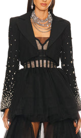BEADED SPIRAL BLAZER IN BLACK BODYSUITS & JUMPSUITS styleofcb
