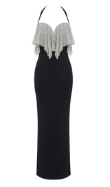 BLACK HALTER BANDAGE CORSETED DRESS WITH CRYSTAL CHAINMAIL Sequins Dress styleofcb