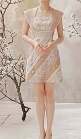 CAP SLEEVE FLORAL A-LINE MINI DRESS IN WHITE DRESS sis label