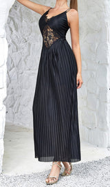 CONTRAST LACE PLEATED HEM CAMI DRESS IN BLACK DRESS sis label