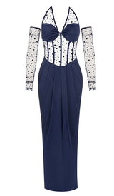 CORSET LACE MAXI DRESS IN NAVY BLUE DRESS STYLE OF CB