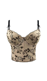 CORSET FLORAL CROPPED TOP IN GRAY DRESS STYLE OF CB