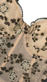 CORSET FLORAL CROPPED TOP IN GRAY DRESS STYLE OF CB