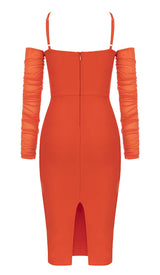 CORSET RUCHED MIDI DRESS IN RED DRESS STYLE OF CB