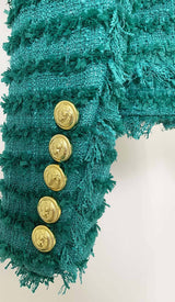 COTTON-BLEND TWEED JACKET IN GREEN DRESS STYLE OF CB