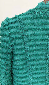 COTTON-BLEND TWEED JACKET IN GREEN DRESS STYLE OF CB