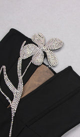 CRYSTAL FLOWER MINI DRESS IN BLACK Dresses styleofcb