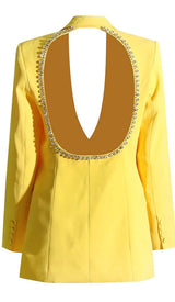 CRYSTAL OPEN BACK JACKET DRESS IN YELLOW DRESS STYLE OF CB
