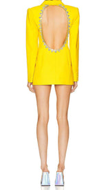 CRYSTAL OPEN BACK JACKET DRESS IN YELLOW DRESS STYLE OF CB