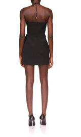 CRYSTAL STARFISH HALTER MINI DRESS IN BLACK styleofcb