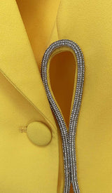 CRYSTAL TRIM CUTOUT JACKET SUIT IN YELLOW sis label