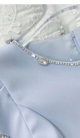 CRYSTAL TRIM CUTOUT MINI DRESS IN SKY BLUE DRESS STYLE OF CB