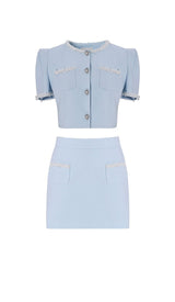 CRYSTAL TRIM TWO PIECE SET IN SKY BLUE DRESS STYLE OF CB