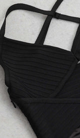 CUT OUT FRONT SATIN CAMI MIDI DRESS IN BLACK DRESS STYLE OF CB