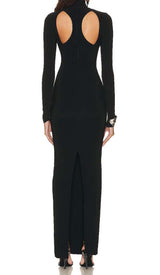CUT OUT LONG SLEEVE MAXI DRESS IN BLACK DRESS STYLE OF CB