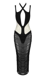 CUT OUT MESH MIDI DRESS IN BLACK Dresses styleofcb XS BLACK