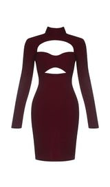 CUT OUT MESH MINI DRESS IN WINE RED Dresses styleofcb