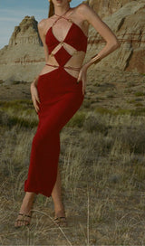 CUTOUT CHAIN MAXI DRESS IN RED DRESS STYLE OF CB