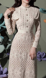 CUTOUT MOCK NECK SLIM MIDI DRESS IN WHITE DRESS sis label