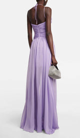 CUTOUT TULLE MAXI DRESS IN LIGHT PURPLE DRESS styleofcb