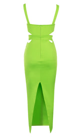 CUT OUT SPLIT MIDI DRESS IN LIME styleofcb