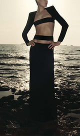 CUT OUT WAIST MAXI DRESS IN BLACK DRESS STYLE OF CB