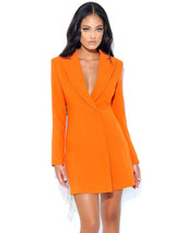 Freya Orange Crystal Fringe Blazer Dress Dresses Oh CiCi
