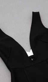 DEEP V MIDI DRESS IN BLACK Dresses styleofcb