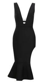 DEEP V MIDI DRESS IN BLACK Dresses styleofcb