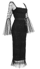 DOT MESH MIDI DRESS IN BLACK DRESS STYLE OF CB