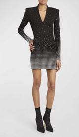 EMBELLISHED KNIT MINI DRESS IN BLACK STYLE OF CB