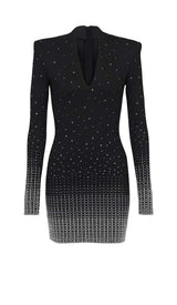 EMBELLISHED KNIT MINI DRESS IN BLACK STYLE OF CB