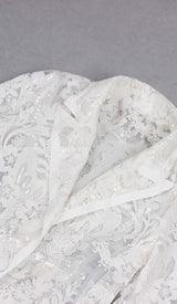 EMBROIDERED LACE MESH JACKET SUIT IN WHITE DRESS STYLE OF CB