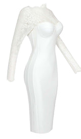 EMBROIDERED LACE MIDI DRESS IN WHITE DRESS STYLE OF CB