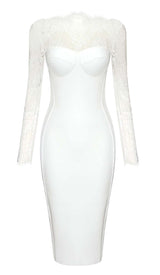 EMBROIDERED LACE MIDI DRESS IN WHITE DRESS STYLE OF CB