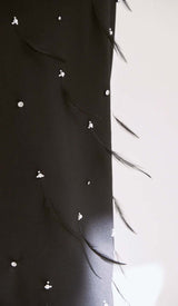 FEATHER RHINESTONES BODYCON MIDI DRESS IN BLACK DRESS styleofcb
